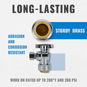 Angle Stop Valve, 12-Pack SUNGATOR Angle Water Shut Off Valve 1/2 x 3/8 Inch Compression, Toilet Water Valve, 1/4 Turn, No Lead Brass Push to Connect Plumbing Fitting, Pushfit, PEX Pipe, Copper, CPVC