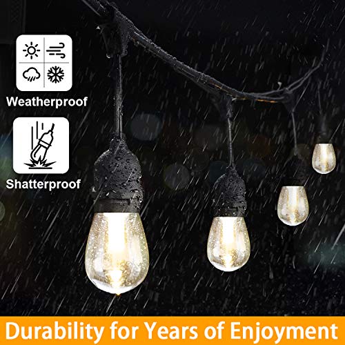 Mlambert 3-Color in 1 Dimmable Solar String Lights Outdoor,48ft LED Patio String Lights with Remotes,15 Hanging Sockets,Waterproof Shatterproof,Warm White Daylight White Lights for Backyard,Garden