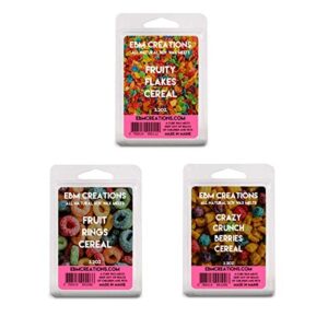 3 pack fruity cereal bundle - scented all natural soy wax melts - 6 cube clamshells 3.2oz each - highly scented!