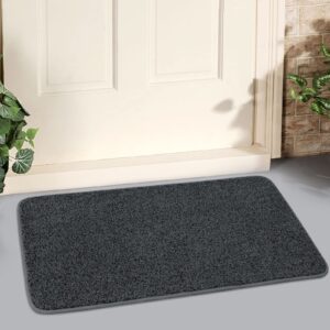 linla indoor doormat, super absorbs mud mat, washable non-slip rubber backing clean door mat for doorways inside dirt trapper mats shoes scraper, 18x30 inches dark gray