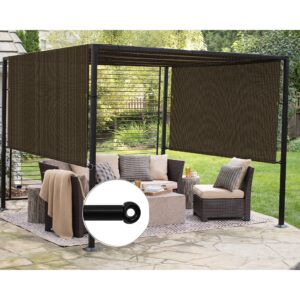 patio outdoor shade universal replacement pergola canopy shade cover 8’x16’ brown with grommets 2 sides weighted rods included shade screen panel for balcony deck porch