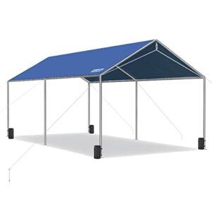 quictent 10x20ft upgraded heavy duty carport car canopy party tent with reinforced steel cables-blue