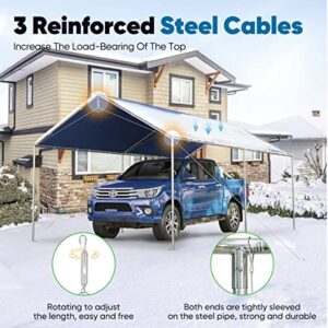 Quictent 10X20ft Upgraded Heavy Duty Carport Car Canopy Party Tent with Reinforced Steel Cables-Blue
