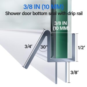 3-Pack 3/8" x 39" Shower Door Bottom Seal - Shower Door Sweep - Frameless Glass Seal Strip - Stop Shower Leaks and Create a Water Barrier, 10MM