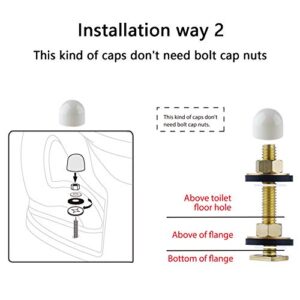 Hibbent Toilet Floor Bolts and Caps Set, Universal Toilet Bowl to Floor Bolts Solid Brass, Including 2 Brass Bolts, 4 Bolt Caps with Nuts/Washers Toilet Bolts Heavy Duty Bolts Closet Bolt Set