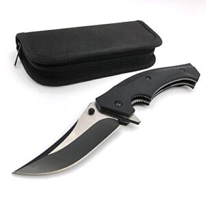 wtt folding pocket knife, outdoor tactical knives with black drawing blade, g10 handle, bearing system,liner lock knives for camping survival