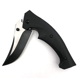 WTT Folding Pocket Knife, Outdoor Tactical Knives with Black Drawing Blade, G10 Handle, bearing system,liner lock Knives for Camping Survival