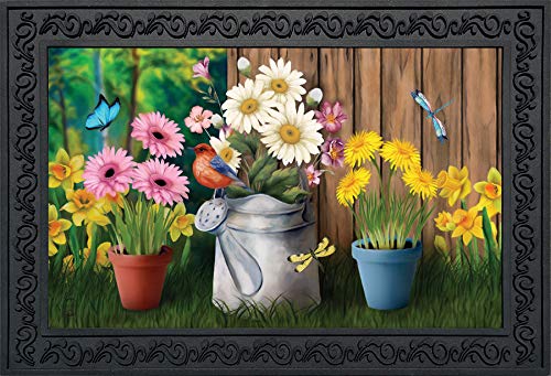 Briarwood Lane Spring Jubilee Floral Doormat Watering Can Indoor Outdoor 30" x 18"