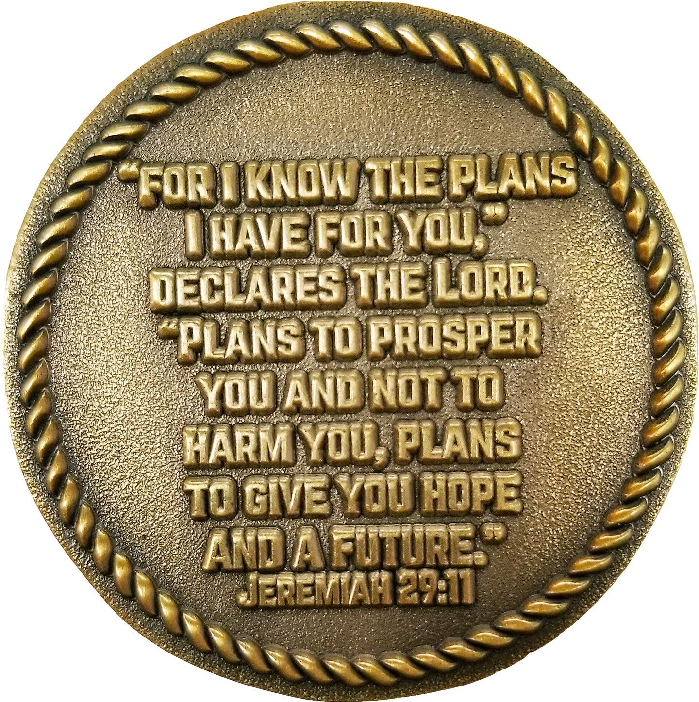 Anchored in Christ, The Lord is My Rock, I Know The Plans I Have for You, Antique Gold Plated Challenge Coin, Jeremiah 29:11 Graduation Gift