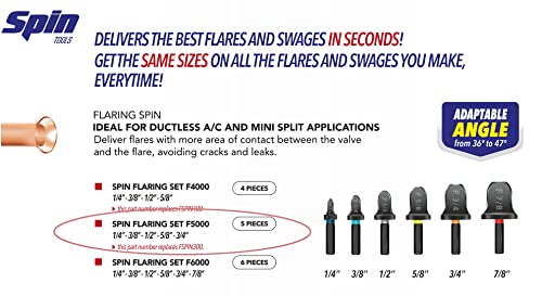 SPIN F5000 5-Piece Drill Bit Flaring Set 1/4, 3/8, 1/2, 5/8, 3/4-Inch