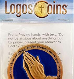 Serenity Prayer and Do Not Be Anxious About Anything, Antique Gold-Color Plated Challenge Coin, Philippians 4:6 Gift