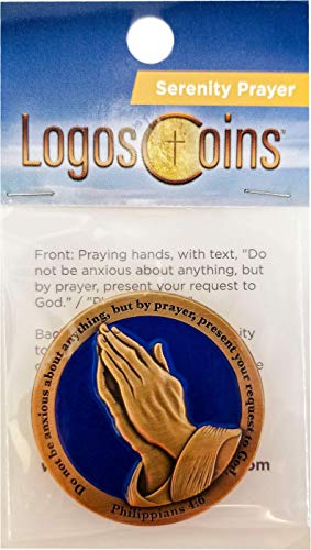 Serenity Prayer and Do Not Be Anxious About Anything, Antique Gold-Color Plated Challenge Coin, Philippians 4:6 Gift