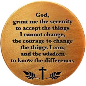 Serenity Prayer and Do Not Be Anxious About Anything, Antique Gold-Color Plated Challenge Coin, Philippians 4:6 Gift