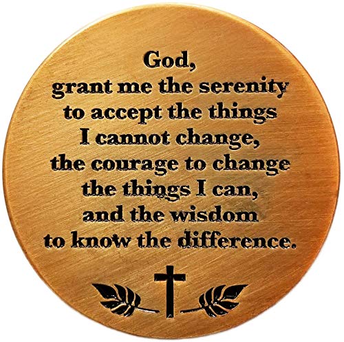 Serenity Prayer and Do Not Be Anxious About Anything, Antique Gold-Color Plated Challenge Coin, Philippians 4:6 Gift