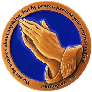 Serenity Prayer and Do Not Be Anxious About Anything, Antique Gold-Color Plated Challenge Coin, Philippians 4:6 Gift