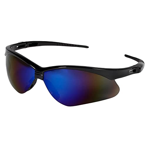 KleenGuard V30 Nemesis Safety Glasses / Sunglasses 14481 Black Frame, Blue Mirror Lens (6 Pair)