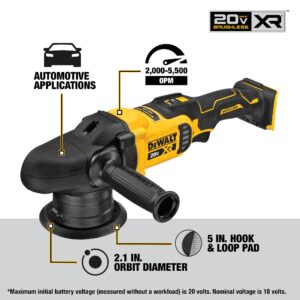 DEWALT 20V MAX* XR Cordless Polisher, Variable-Speed, Random Orbit, 5-Inch, Tool Only (DCM848B)