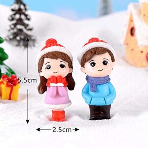 Jiecikou Lovely Snowman Model Miniature Figurine DIY Bonsai Xmas Landscape Fairy Garden Decor Blue Couple Yellow Snowman