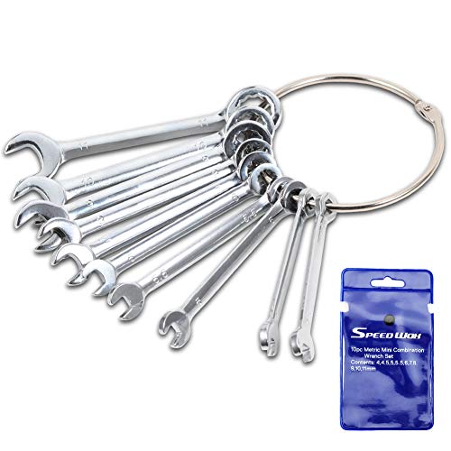 SPEEDWOX Small Wrench Set Metric Wrench Sets 10 Pcs 4-11mm Mini Combination Wrench Sets Open and Box End Wrench Set Ignition Wrenches Mini Wrench Set with Portable Storage Pouches and A Ring