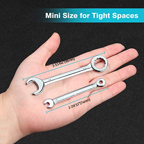 SPEEDWOX Small Wrench Set Metric Wrench Sets 10 Pcs 4-11mm Mini Combination Wrench Sets Open and Box End Wrench Set Ignition Wrenches Mini Wrench Set with Portable Storage Pouches and A Ring