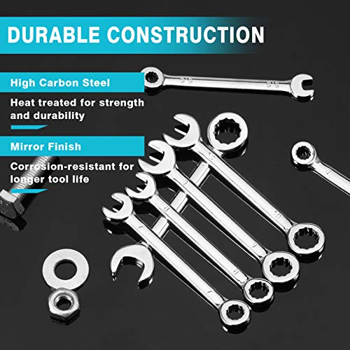 SPEEDWOX Small Wrench Set Metric Wrench Sets 10 Pcs 4-11mm Mini Combination Wrench Sets Open and Box End Wrench Set Ignition Wrenches Mini Wrench Set with Portable Storage Pouches and A Ring