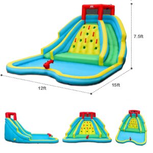 BOUNTECH Inflatable Water Slide, Mega Waterslide Park for Kids Backyard Outdoor Fun with Double Long Slides, Climbing Wall, Blow up Water Slides Inflatables for Kids and Adults Birthday Party Gifts