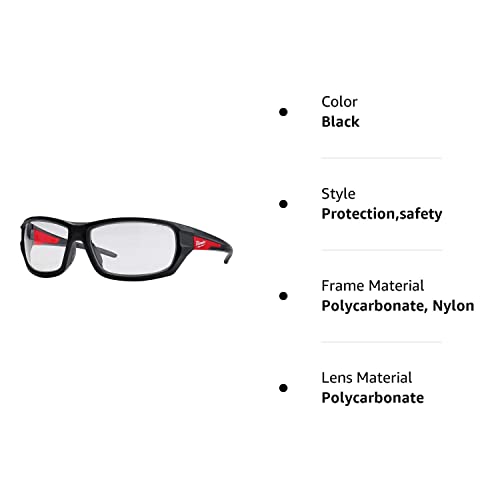 MILWAUKEE'S Safety Glasses,Black Frame,Clear Lens (48-73-2020)