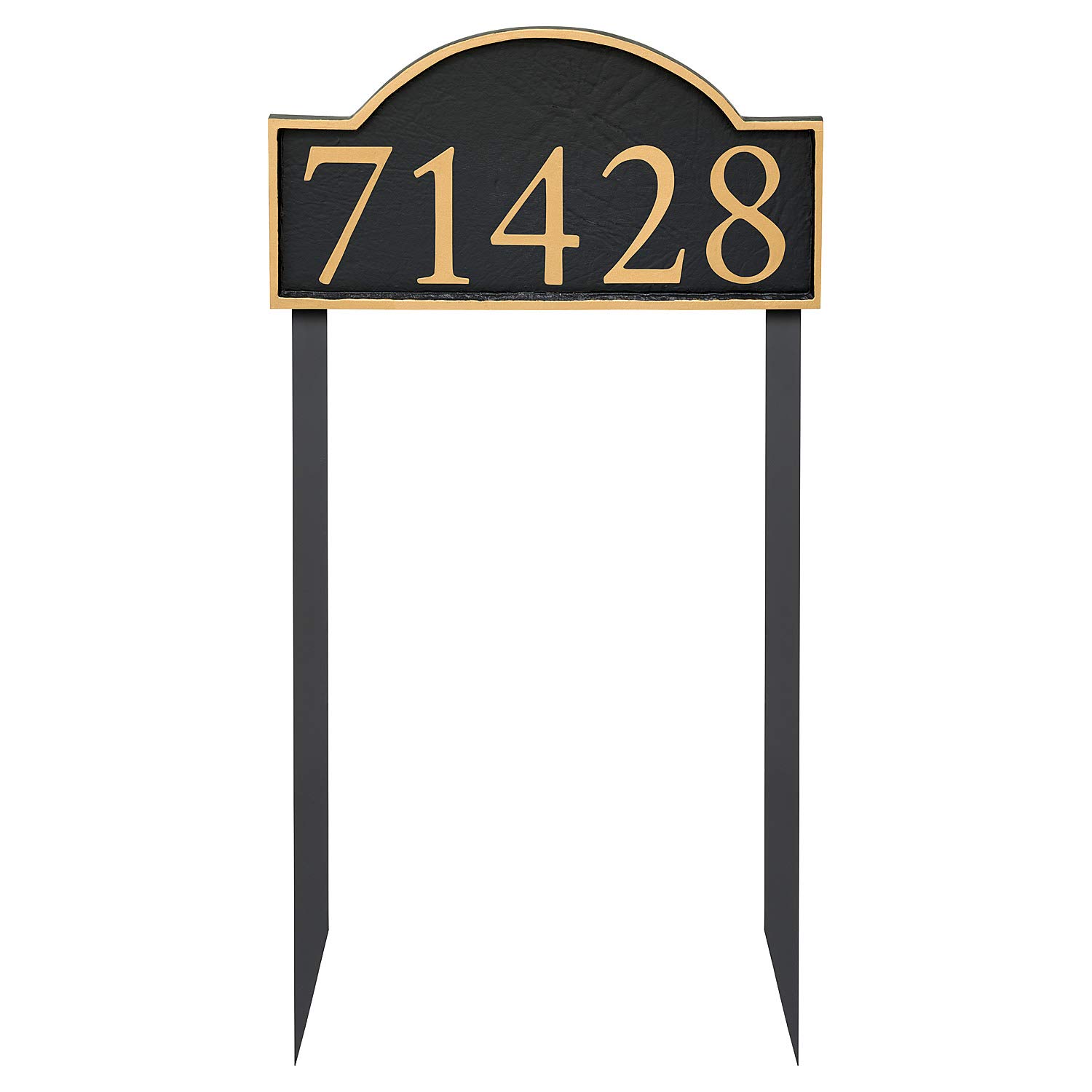 Address Number Store, Powder Coated Soft Arch Economy Series Address Plaque with Lawn Stakes, Serif Font, Holds up to 5 Characters