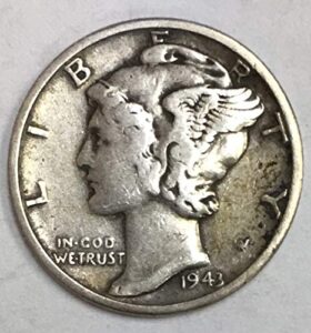 1943 d mercury dime 90% silver 10c fine