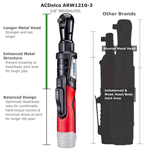 ACDelco ARW1210-3T G12 3/8" 12V Cordless 65 ft-lbs. Brushless Ratchet Wrench - Bare Tool Only