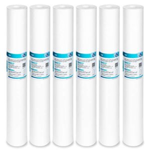 membrane solutions 5 micron sediment water filter replacement polypropylene cartridge 20" x 2.5" for whole house filter system - 6 pack