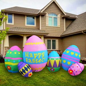 seasonblow 8 ft led light up inflatable easter eggs decoration for indoor outdoor home yard lawn decor