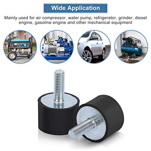 Rubber Mounts M8 M6 Anti Vibration Rubber Mount Cylindrical Isolator Vibration Isolation Mounts Shock Absorber Absorption Mount w/Threaded Stud Male Thread Silentblock Car Boat Bobbins, M8 Pack of 4