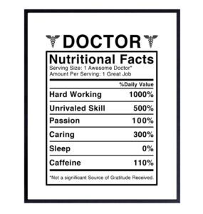 doctor nutritional facts wall art - funny 8x10 room decor, home decoration for medical clinic or office - unique gift for dr, physician, med student - unframed poster picture sign print