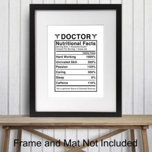 Doctor Nutritional Facts Wall Art - Funny 8x10 Room Decor, Home Decoration for Medical Clinic or Office - Unique Gift for Dr, Physician, Med Student - Unframed Poster Picture Sign Print