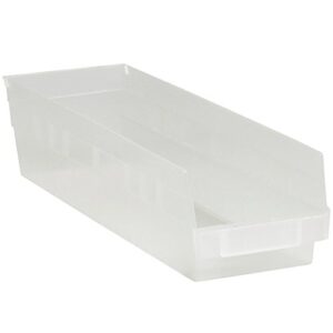 great box supply plastic shelf bins, 17 7/8" x 4 1/8" x 4", clear, 20/case