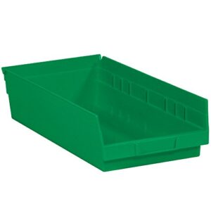 plastic shelf bin boxes, 17 7/8" x 8 3/8" x 4", green, 10/case