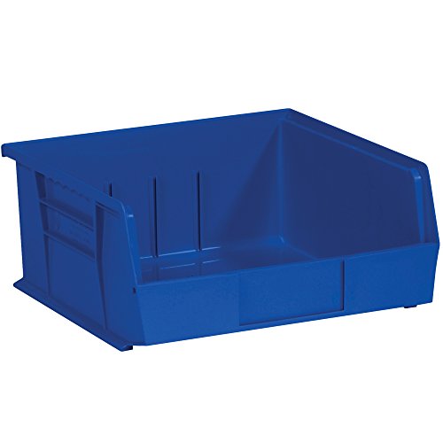 Plastic Stack & Hang Bin Boxes, 10 7/8" x 11" x 5", Blue, 6/Case