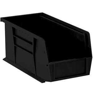 great box supply plastic stack & hang bin boxes, 18" x 8 1/4" x 9", black, 6/case
