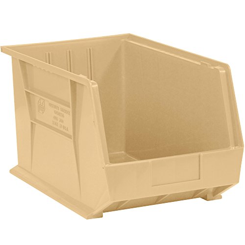 Plastic Stack & Hang Bin Boxes, 18" x 11" x 10", Ivory, 4/Case