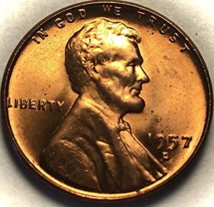 1957 d lincoln wheat cent red penny seller mint state
