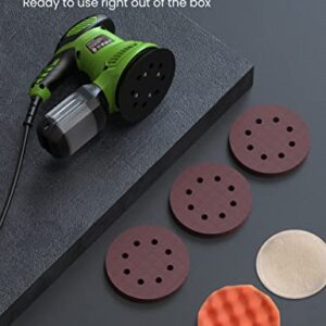 Orbital Sander, Ginour 300W Powerful Random Orbital Sanders, 6 Variable Speed 6000-13000RPM Electric Palm Sander with Transparent Dust Box, 15PCS Sandpaper, Sponge, Wool Disc, Sanders for Woodworking