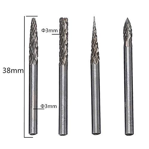 20pcs Solid Carbide Burr Set, 1/8 Shank Double Cut Tungsten Carbide Roary Files Burrs for Rotary Drill Die Grinder Woodworking,Engraving,Drilling,Carving by YEEZUGO