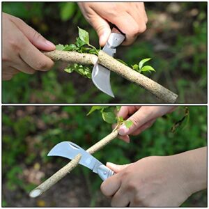 Linsen-Outdoor Pruning Knife with Lock Back,Grafting Knife, Stainless Steel Garden Budding Knife, Folding Pocket Knife for Grafting Multi Cutting Tool, Weed Bushes Branches Mushroom Diggig Knife