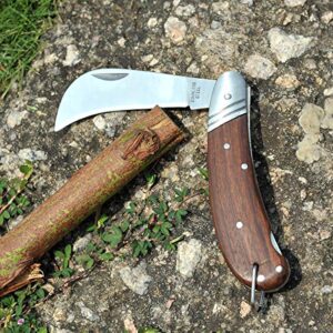 Linsen-Outdoor Pruning Knife with Lock Back,Grafting Knife, Stainless Steel Garden Budding Knife, Folding Pocket Knife for Grafting Multi Cutting Tool, Weed Bushes Branches Mushroom Diggig Knife