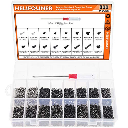 HELIFOUNER 800 Pieces Laptop Notebook Computer Screw Replacement Repair Kit, Electronic Repair Screws for SSD, Laptop Notebook Computer