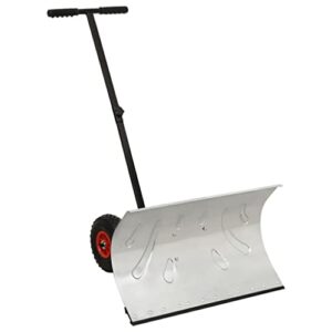 canditree manuel snow plow, heavy duty wheeled snow shovel for driveway or pavement clearing