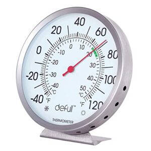 indoor outdoor thermometer 5 inch stainless steel wall thermometer high precision weather dial thermometer with mounting bracket for patio, pool, kitchen, garden, wall and room decorative