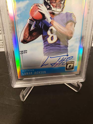 2018 Donruss Optic HOLO AUTOGRAPH PSA 9 MINT Lamar Jackson Graded SP /99 Panini Prizm Rookie Football Card RC Baltimore Ravens MINT Auto