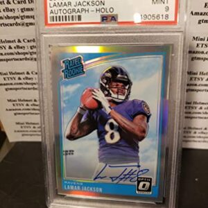 2018 Donruss Optic HOLO AUTOGRAPH PSA 9 MINT Lamar Jackson Graded SP /99 Panini Prizm Rookie Football Card RC Baltimore Ravens MINT Auto